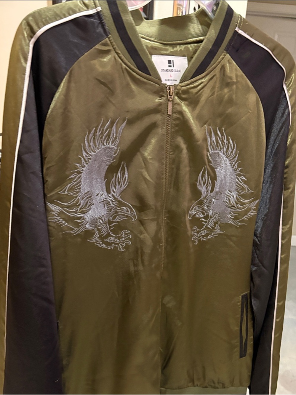 Standard Issue Olive and Black Embroidered Bomber Jacket